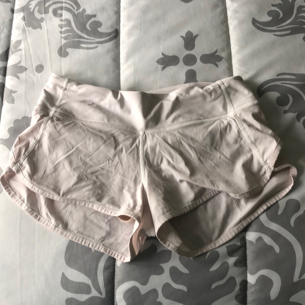 All White Lululemon Running Shorts